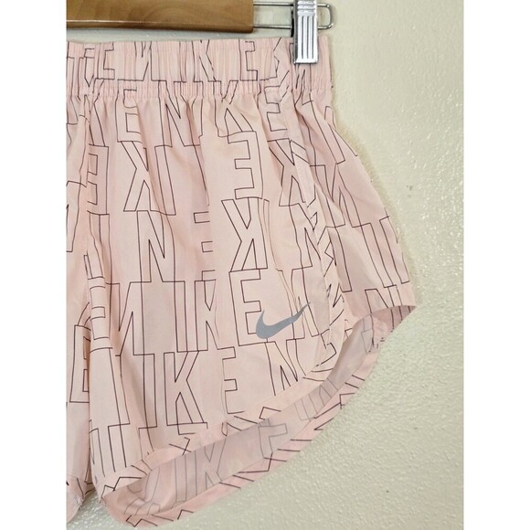 Nike Pink Dri-Fit Tempo Runnimg Shorts Womens Size Small Spell out Logo - Picture 2 of 8